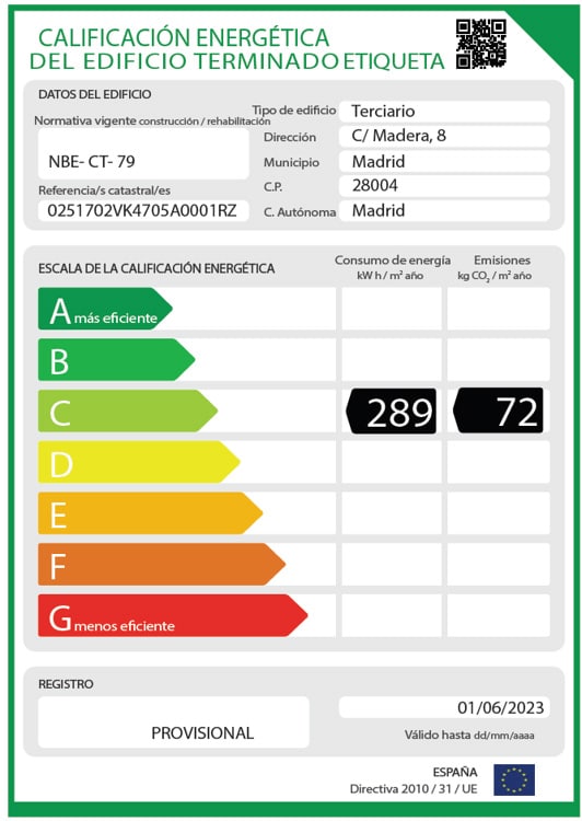 etiqueta certificado eficiencia energética